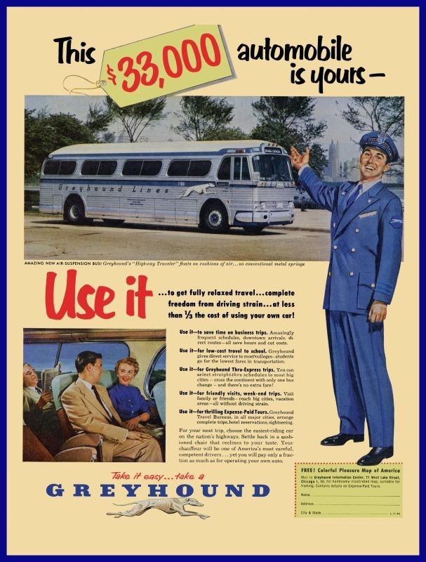 1953 Greyhound Bus Lines HIGHWAY Traveler to Chicago NEW METAL SIGN: 12×16″