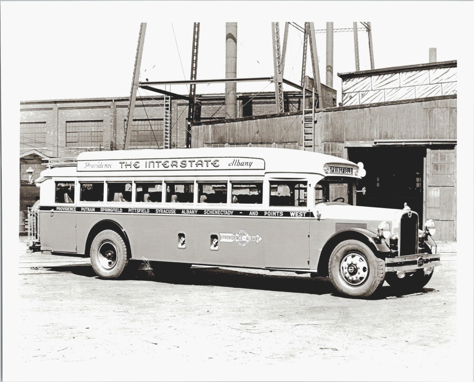 VTG 1920s Photo The Interstate Bus Providence Albany Springfield White 8×10