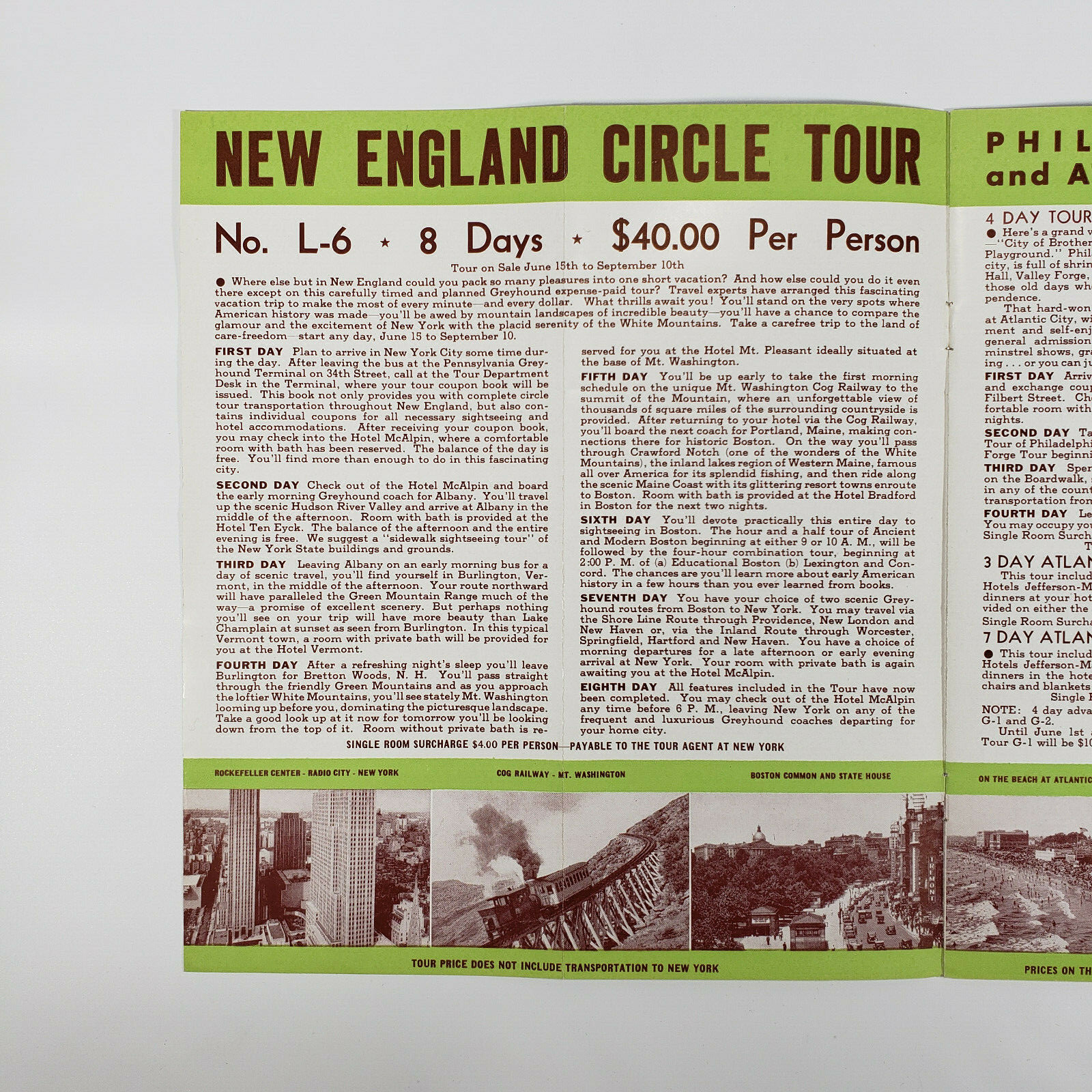 1938 Greyhound Bus Travel Brochure Expenses Paid Vacation Tours Vintage