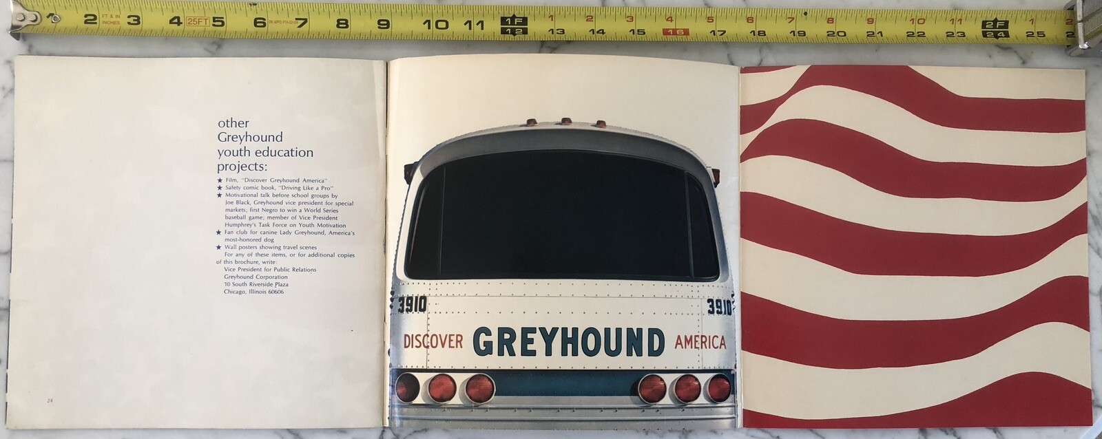 Rare Vintage 60’s Vegas Greyhound Bus USA Brochure Flag Patriot Veterans Book