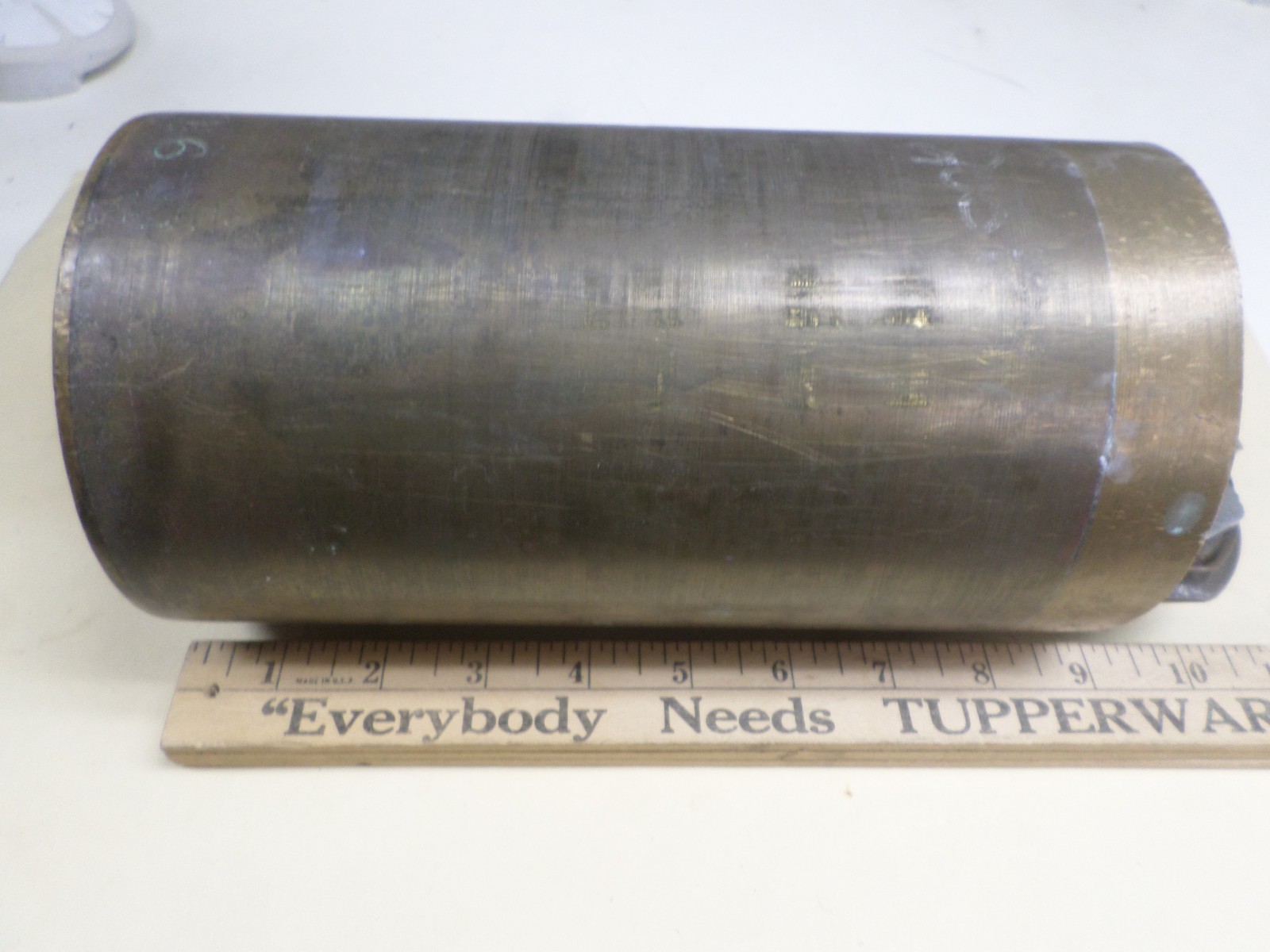 Vintage Diamond Mfg Brass Fare Box Money Vault Cylindrical 9″ X 4-3/4″ #96 DART
