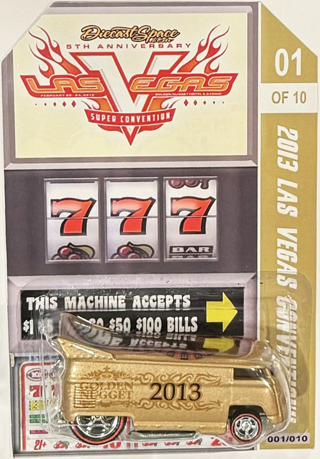 Gold VW Drag Bus Custom Hot Wheels 2013 Las Vegas Convention Series w/RR 1/10