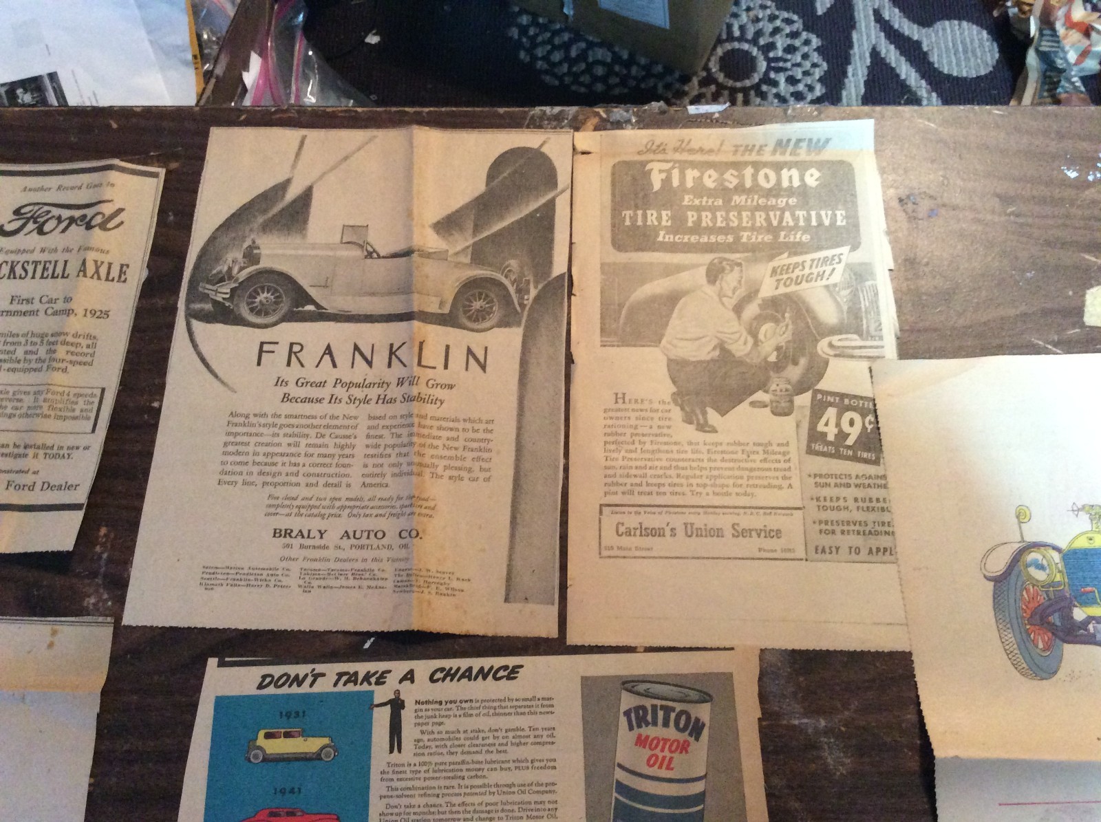 Lot of 17 AUTO CARS Vintage / Antique Newspaper Ads Advertisements Clippings