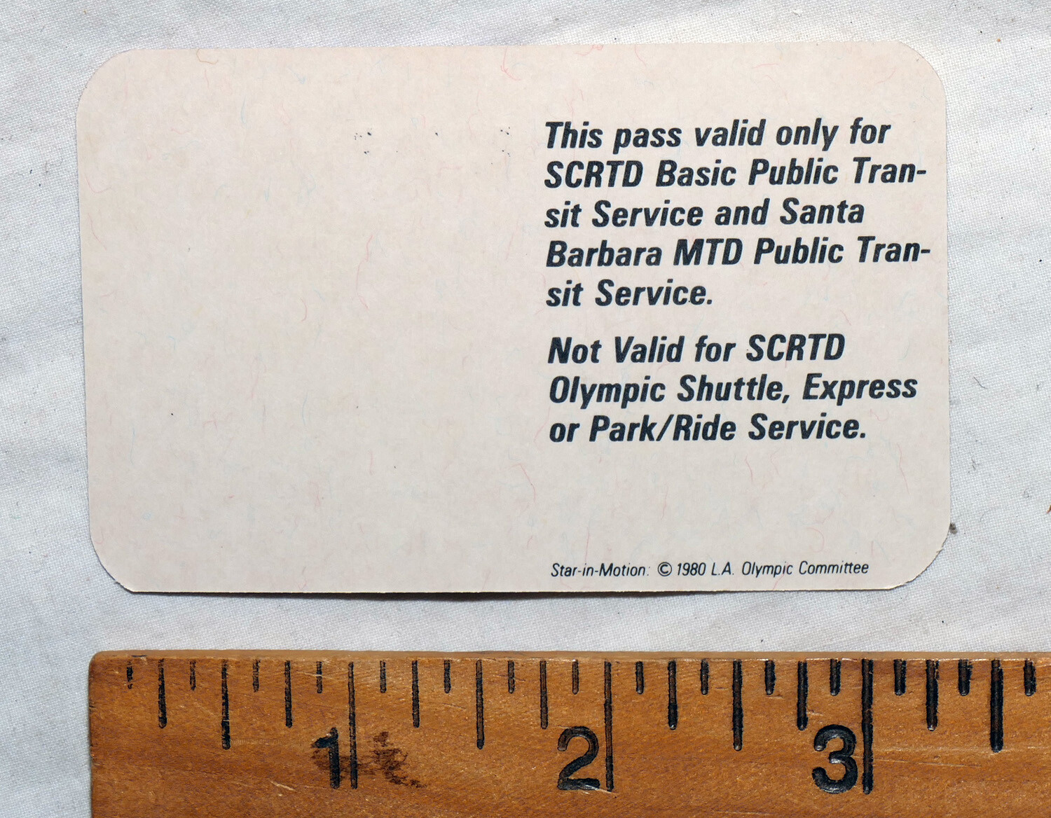 1984 Los Angeles Olympics official LAOOC Bus Pass