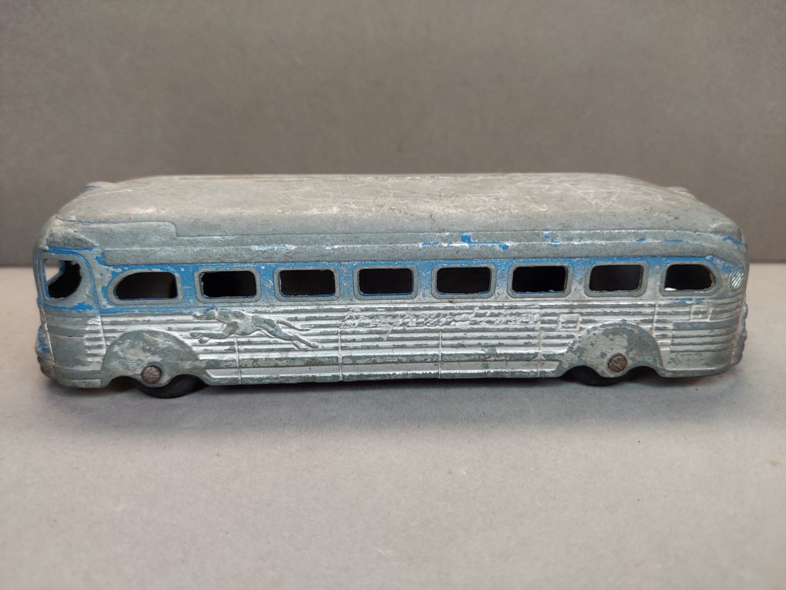 Vintage Greyhound Lines Bus Pressed Steel Toy Greyhound Bus Logo Advertising