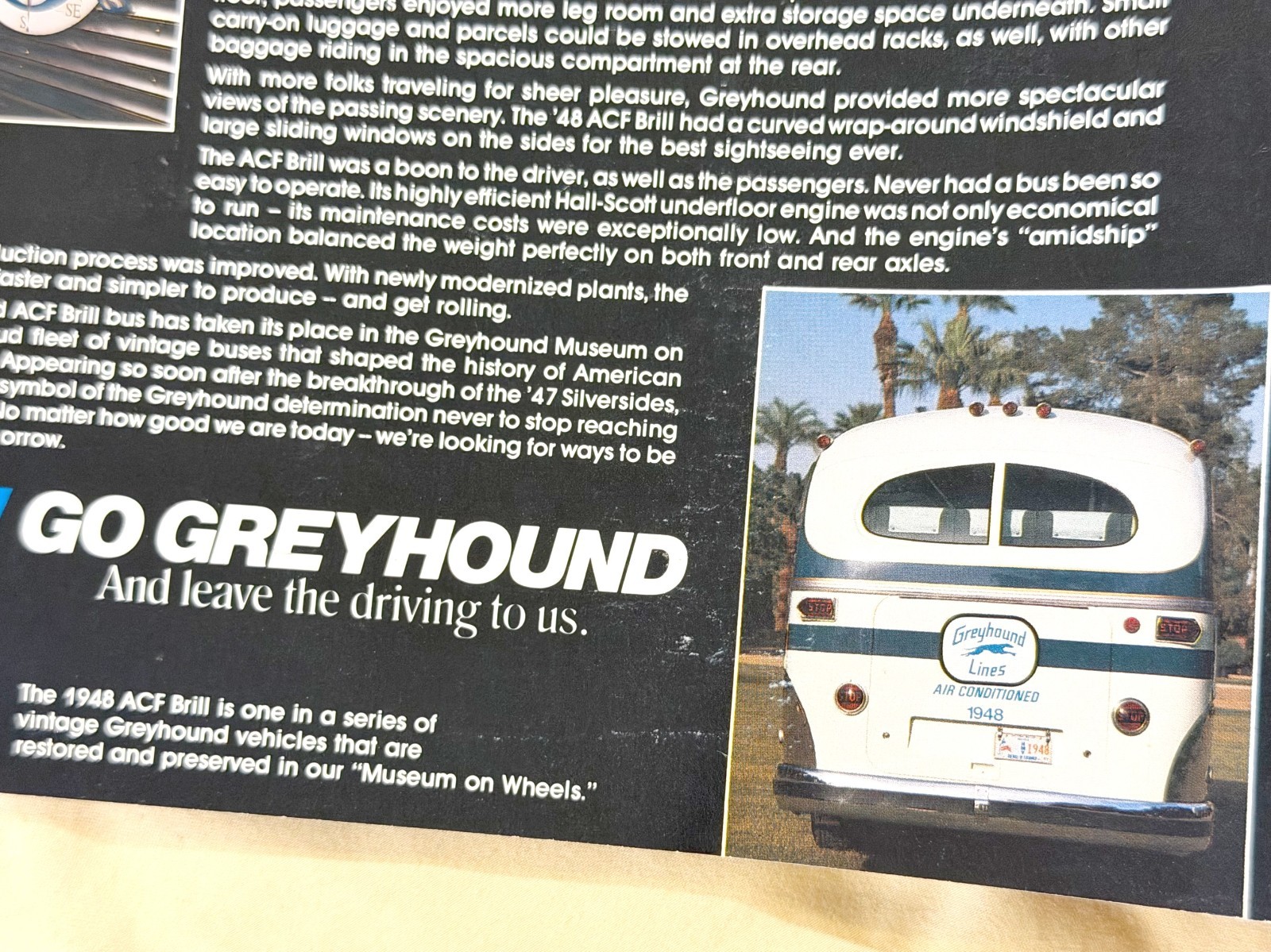 vtg brochure Greyhound Collectors’ Classic 1948 ACF Brill IC-41 bus