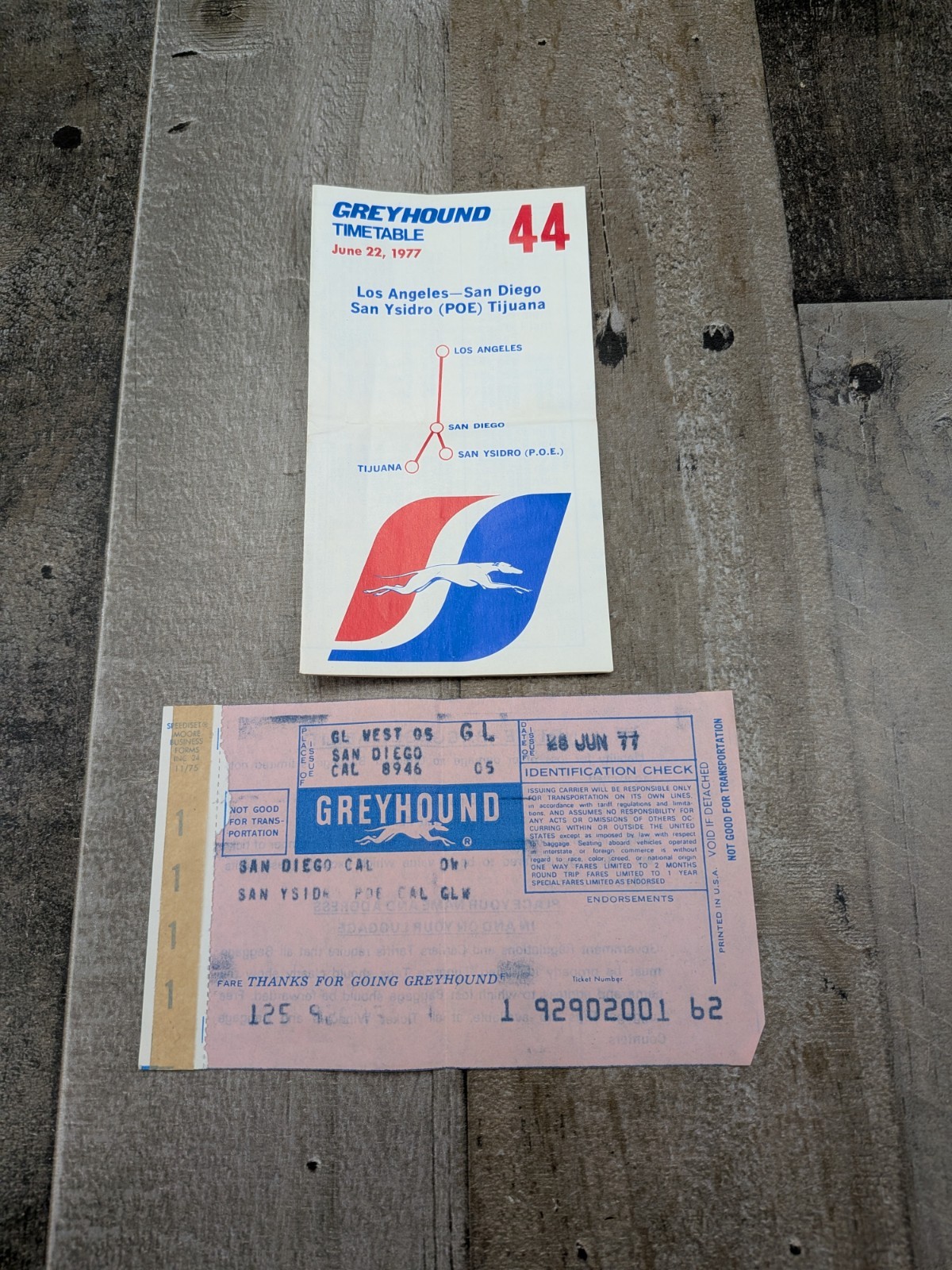 Greyhound Bus System Timetable Booklet & Ticket Vintage 1977