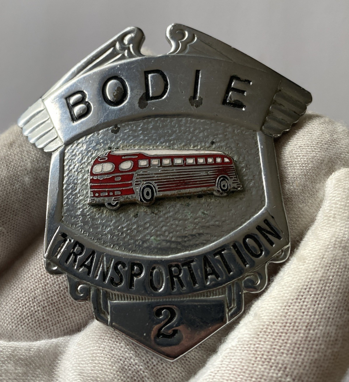 Vintage Bus Driver Hat Badge Bodie Transportation Pin California