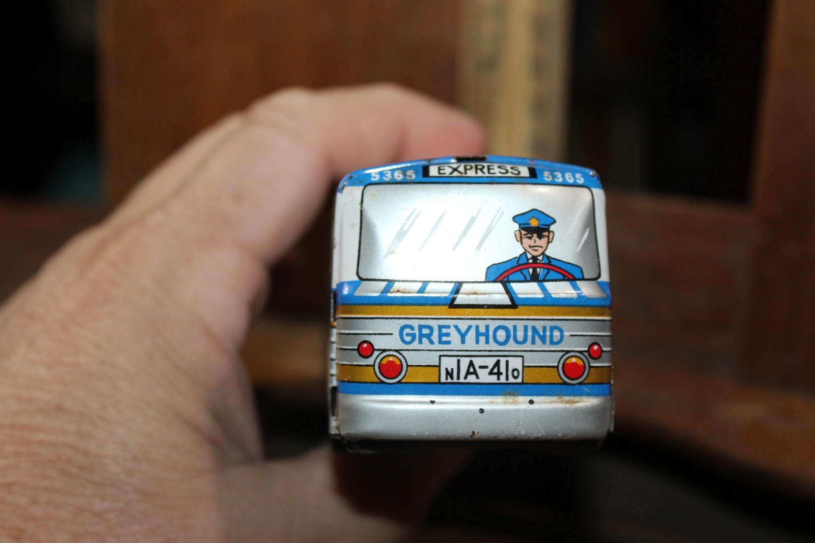 Vintage Greyhound Japan Tin Litho Friction Express Bus Momoya Hayashi