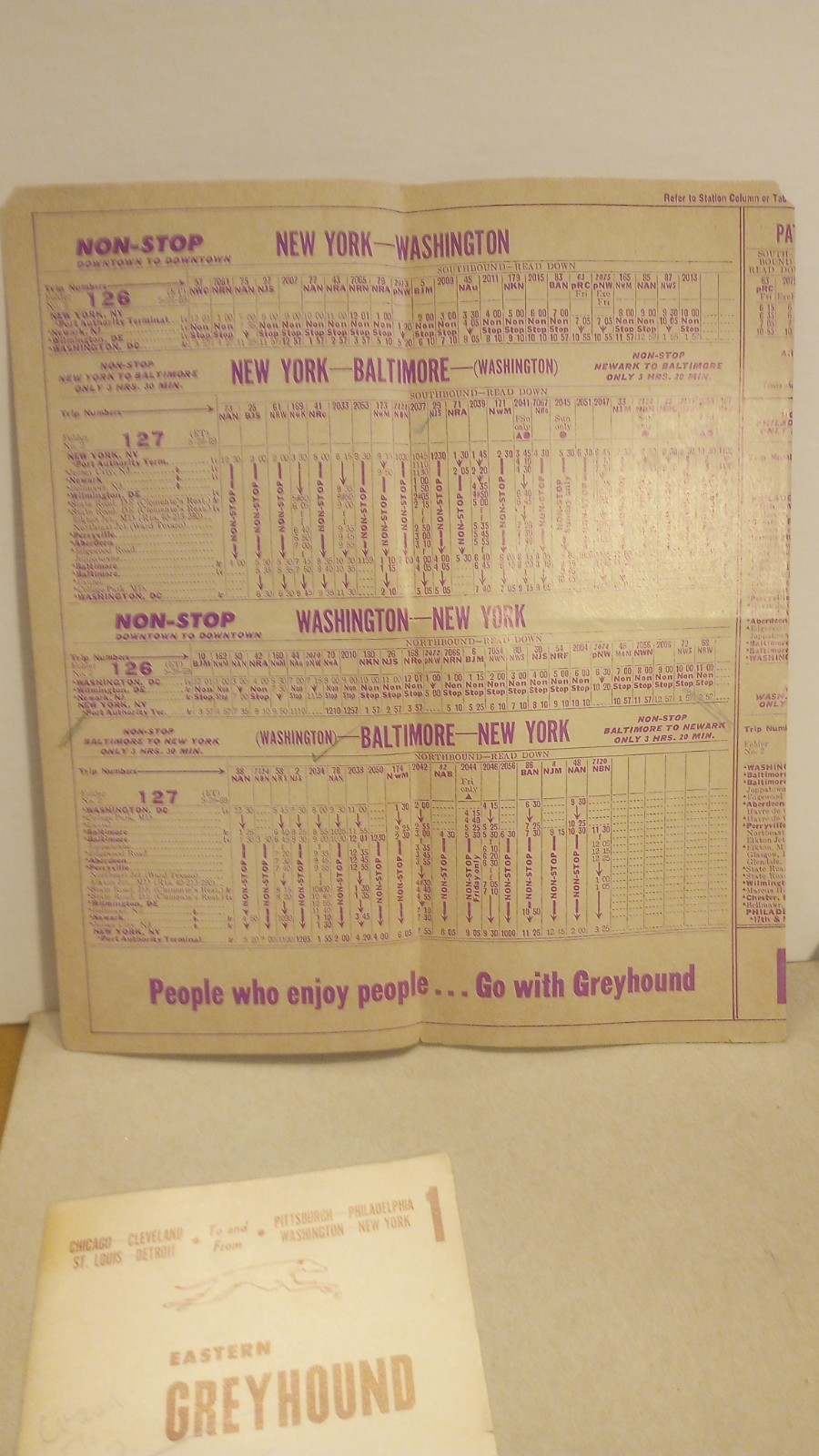 3 Vintage 1968, 1969 & 1970 Greyhound Bus Eastern Timetables