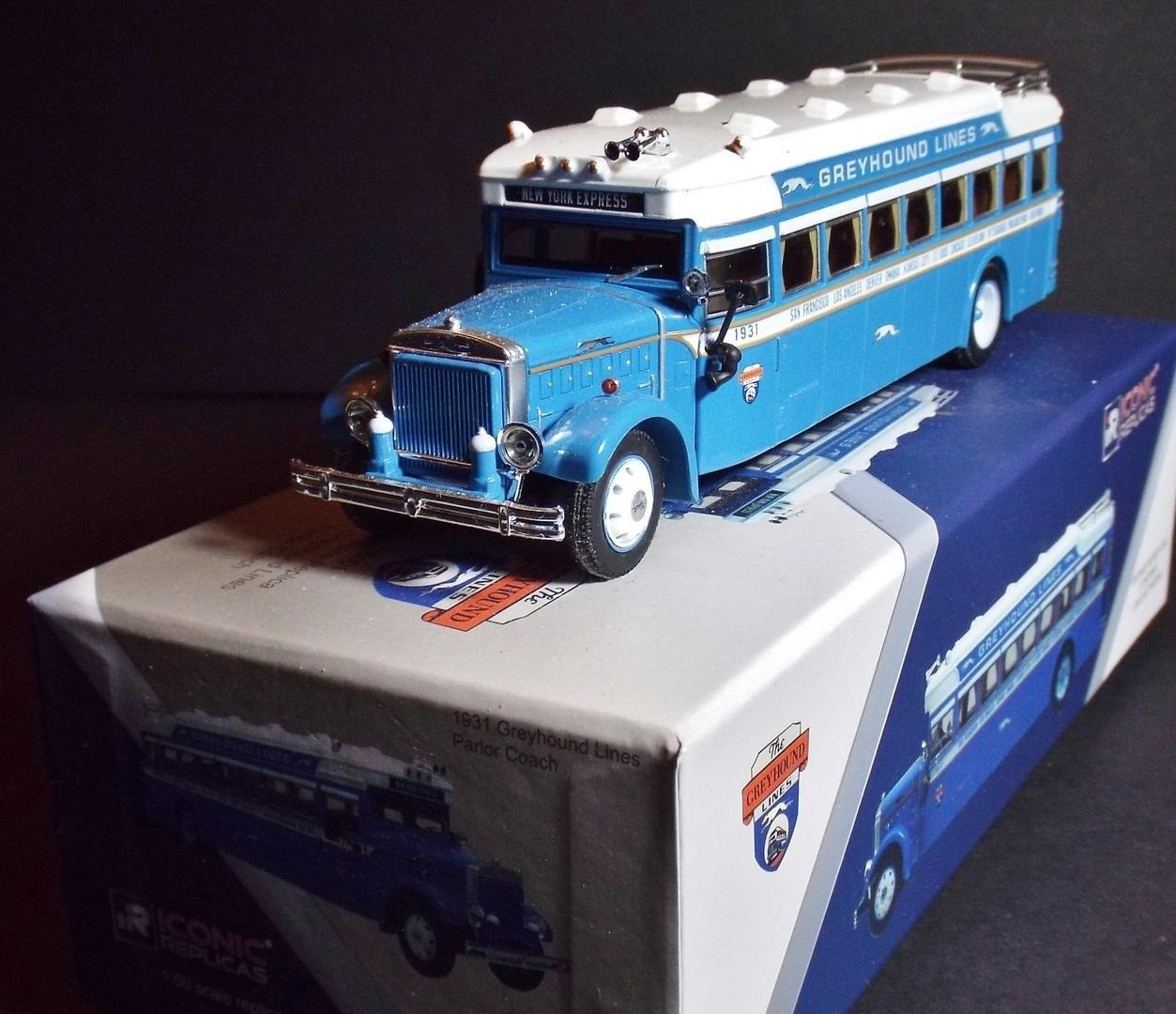 Iconic Replicas 1/50 Greyhound Lines Mack Parlor Coach 1931 Diecast Bus w/ Box