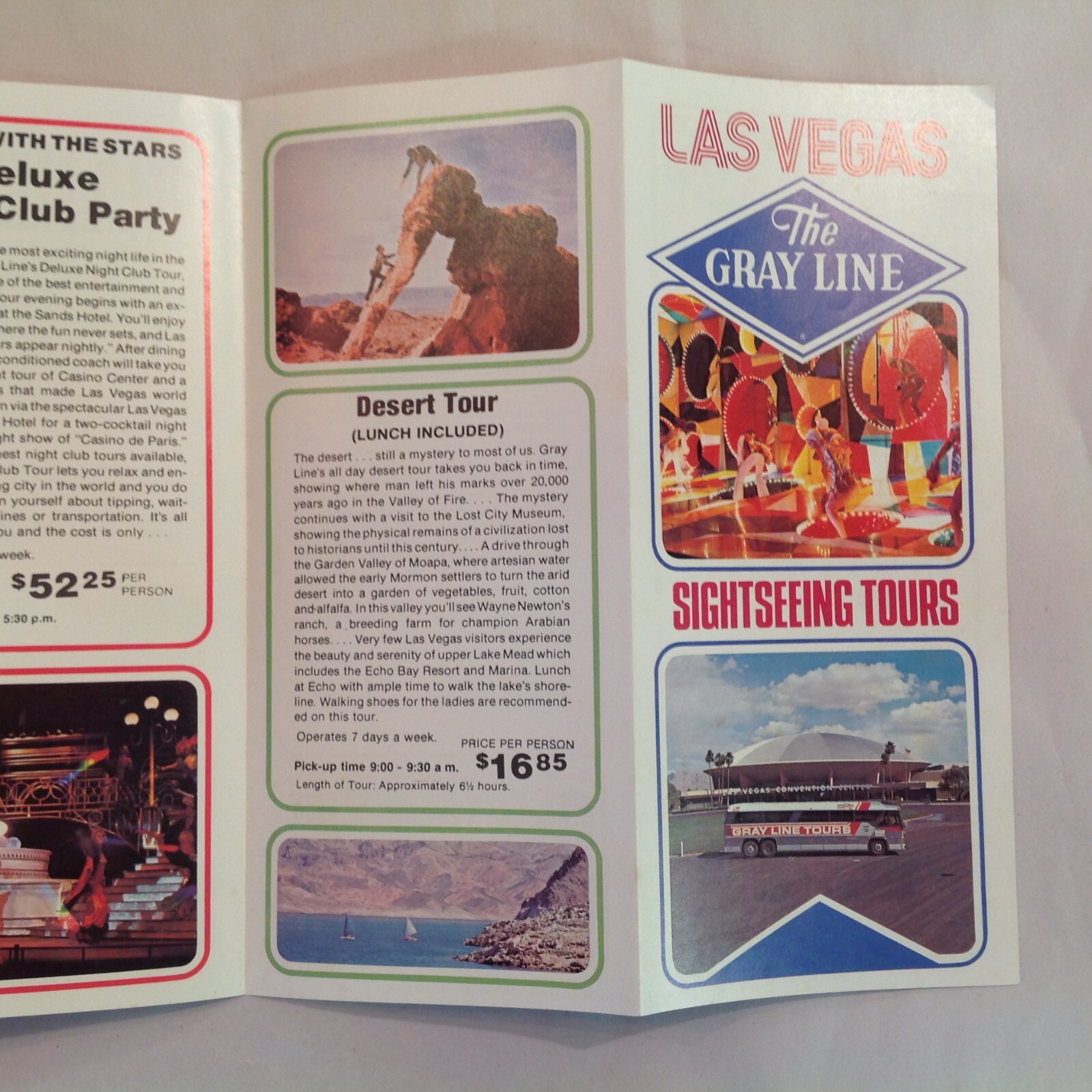 Vintage The Gray Line Sightseeing Tours Color Brochure Las Vegas Nevada Bus Tour