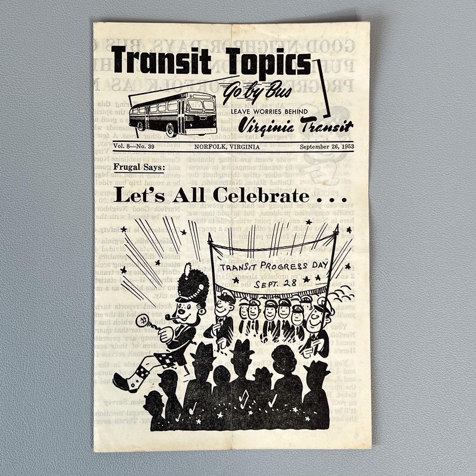 1953 Virginia Transit Topics Norfolk VA Bus History Newsletter Vintage Ephemera
