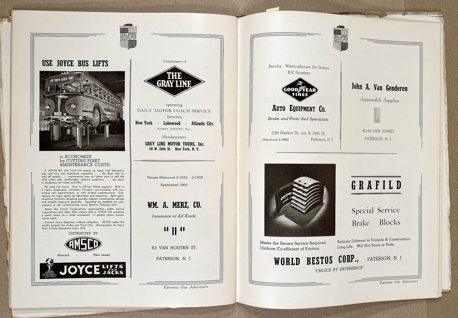 Rare 1940 NEW JERSEY MOTOR BUS ASSN. Convention Souvenir Program Book w/Ads