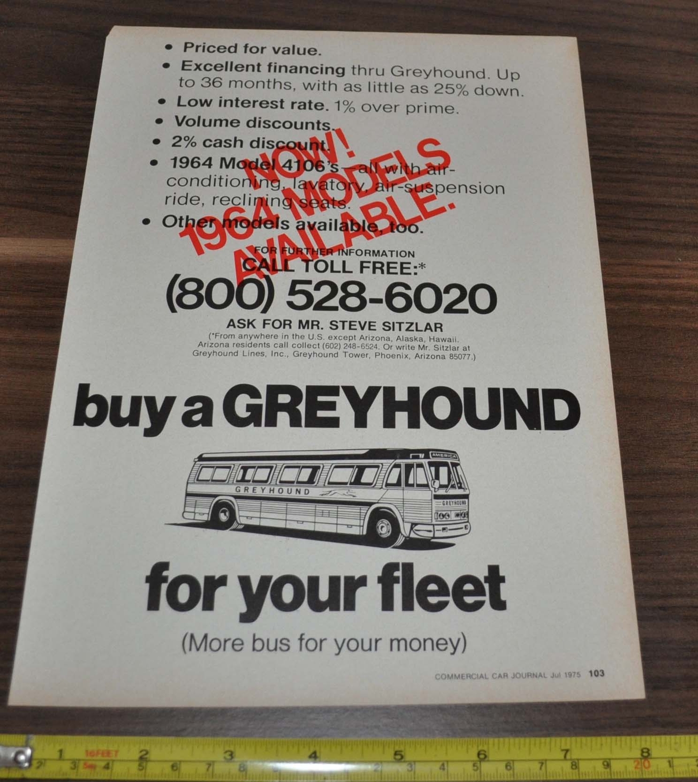 1975 GM Models 1964 Greyhound Bus Ad