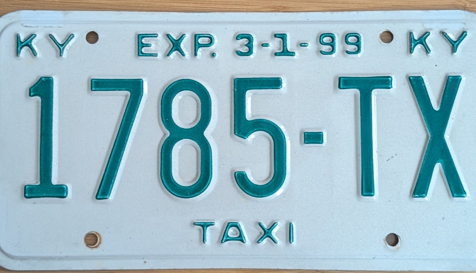 Rare Kentucky Taxi License Plate-Man Cave,Road Art, Garage Door, Collectors