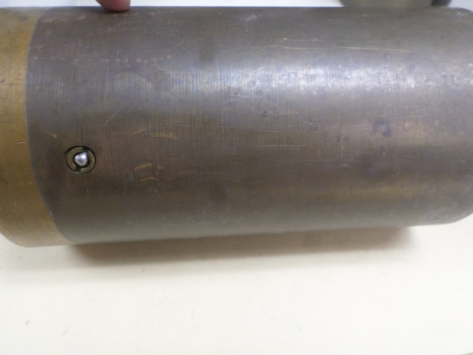 Vintage Diamond Mfg Brass Fare Box Money Vault Cylindrical 9″ X 4-3/4″ #09 DART