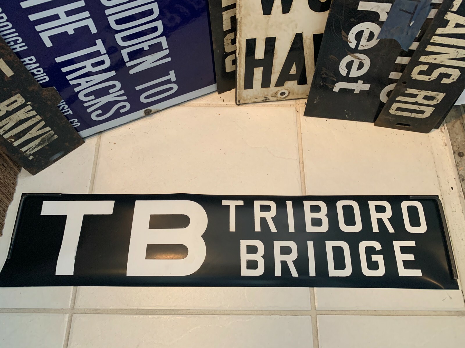 NY NYC BUS ROLL SIGN TRIBORO BRIDGE MANHATTAN QUEENS BRONX ROBERT KENNEDY WARDS