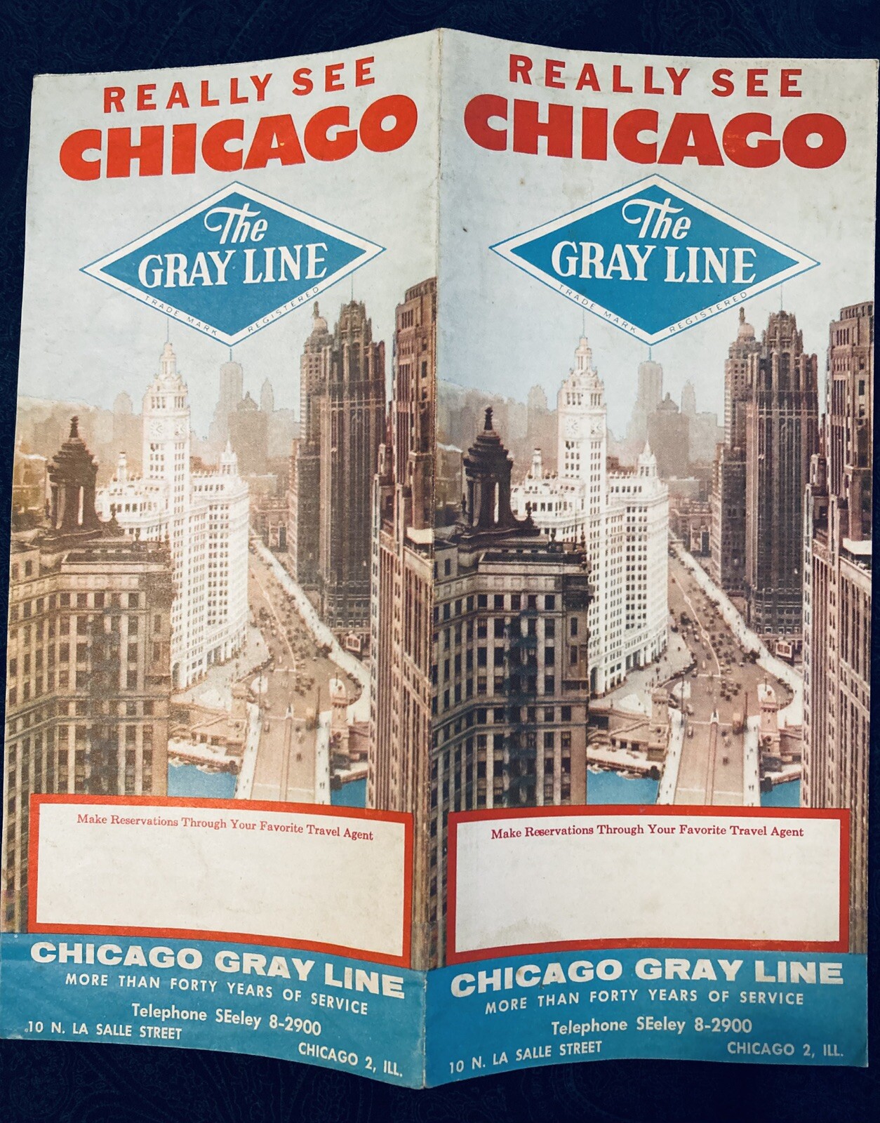 1950s Gray Line Really See Chicago Tour Brochure Guide Chicago Map Insert