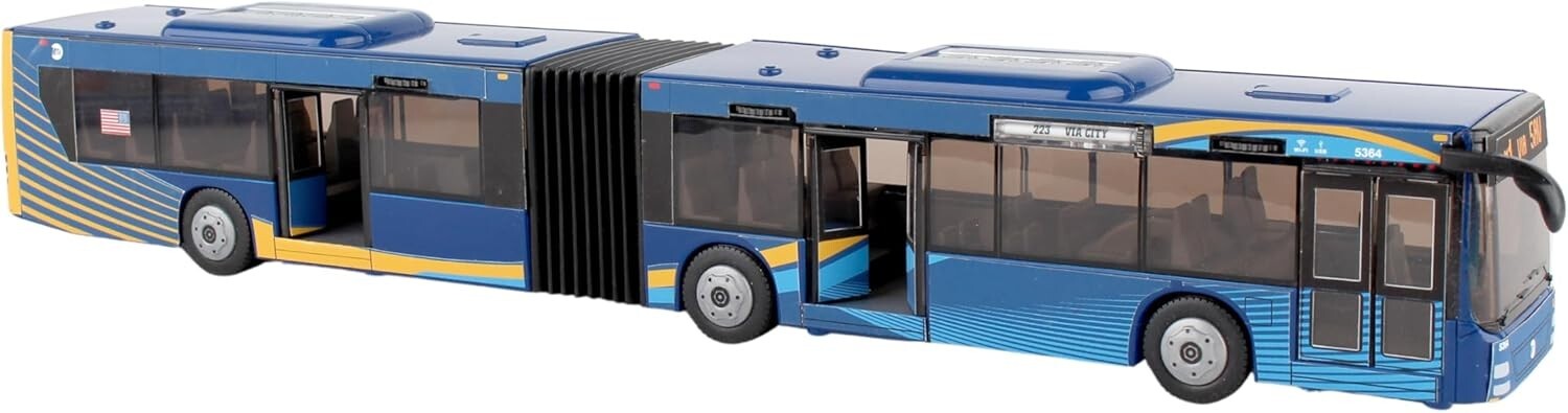 Official MTA New York City 16-Inch Articulated Bus – Unique Blue & Brown Design#