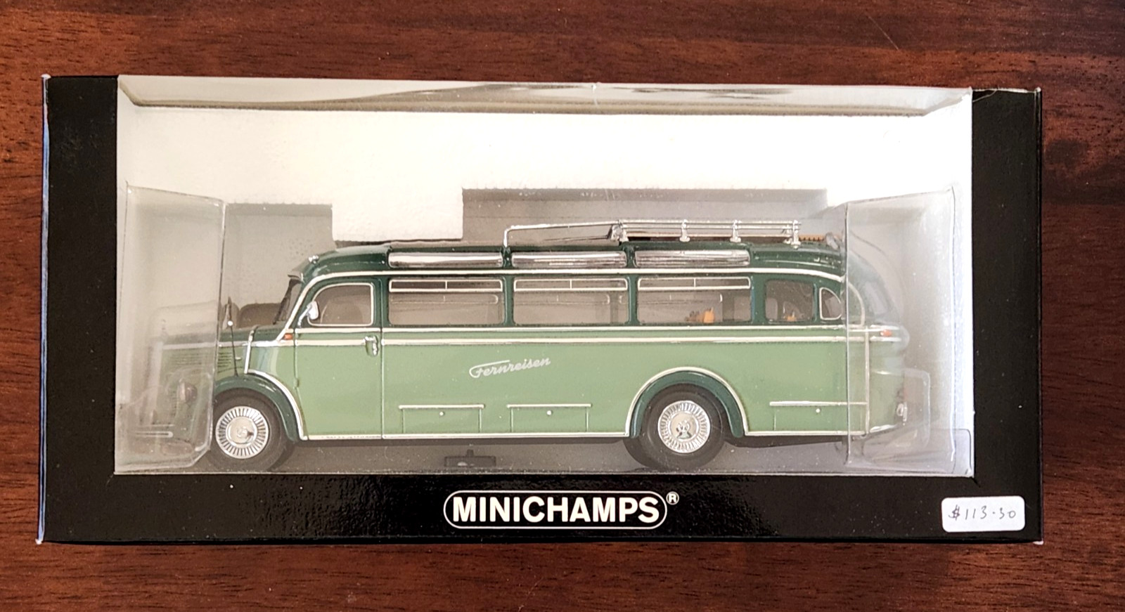 NIB 1955 MERCEDES 0 3500 BUS PAUL’S MODEL ART MINICHAMPS FERNREISEN 439 360004