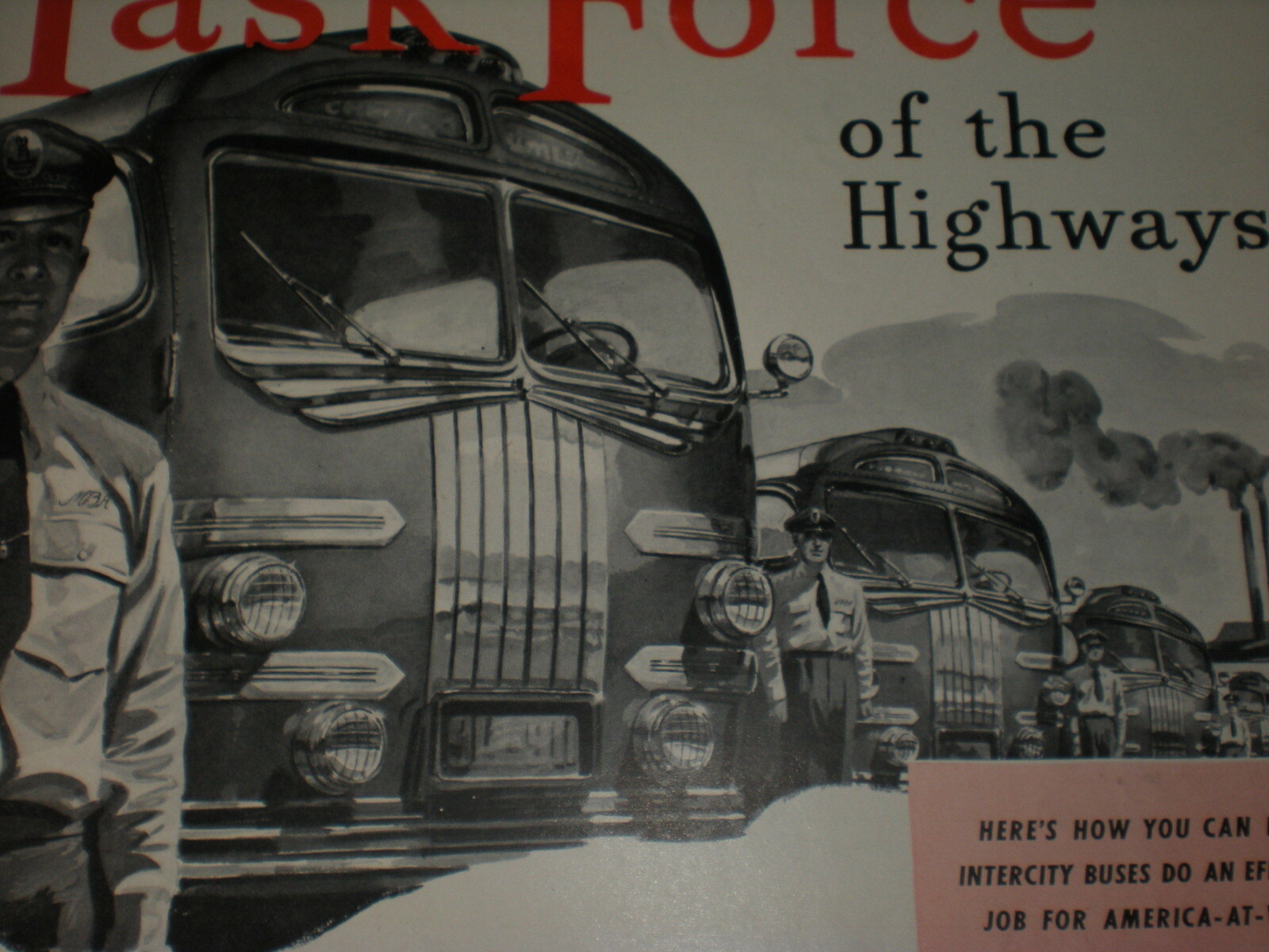 1942 TASK FORCE OF THE HIGHWAYS vtg MOTOR BUS LINES OF AMERICA Trade print ad
