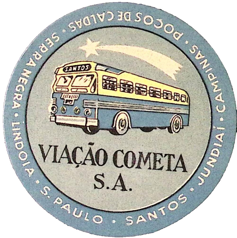 1950s Viacao Cometa 3″ Vintage Luggage Label Bus Line Brazil S. America