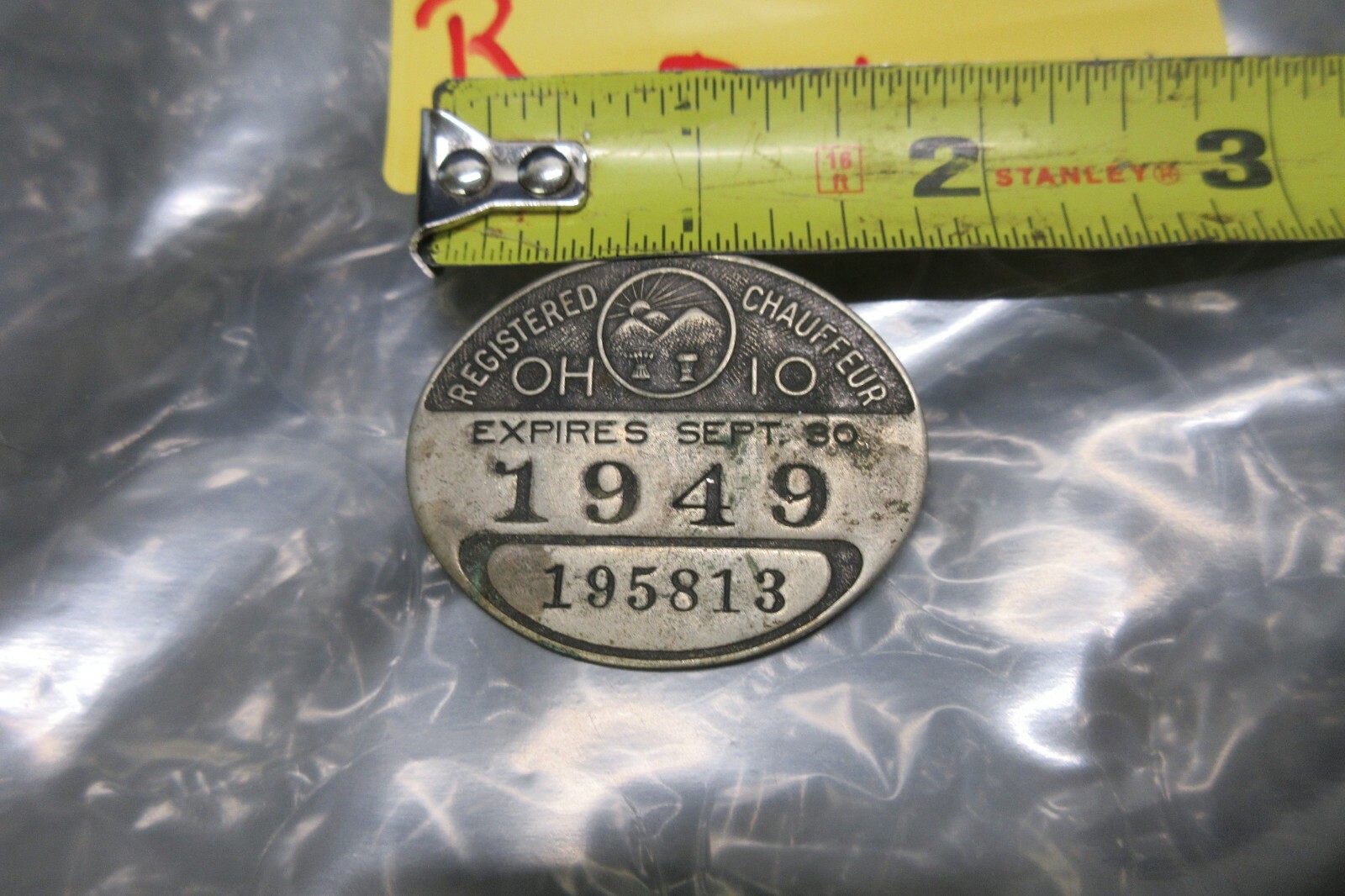 Ohio Registered Chauffeur Badge Pin 1949 195813