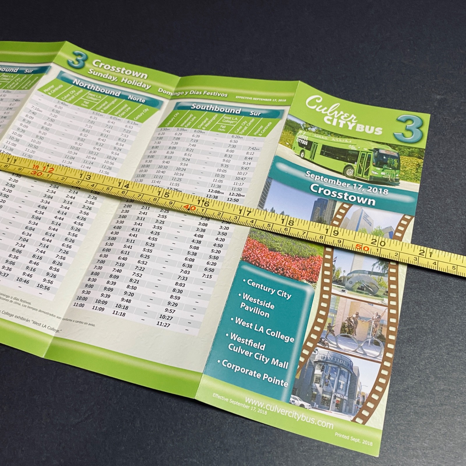 Bus Pamphlet Transit 2018 Culver City Route Map Travel Los Angeles Collectors