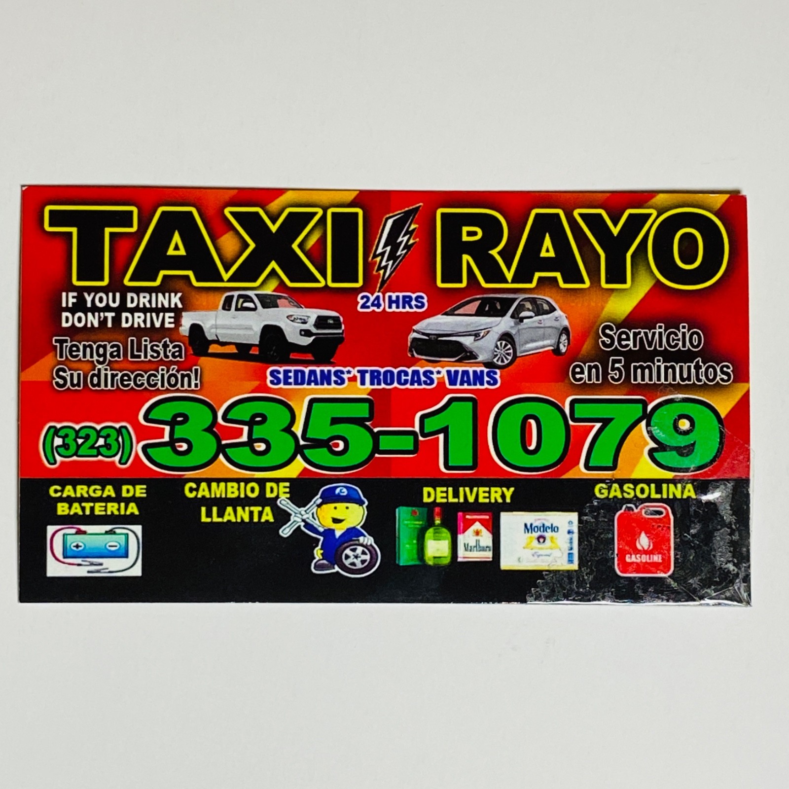 Print Ad Business Card Taxi Cab Service Car Travel Los Angeles City Transport