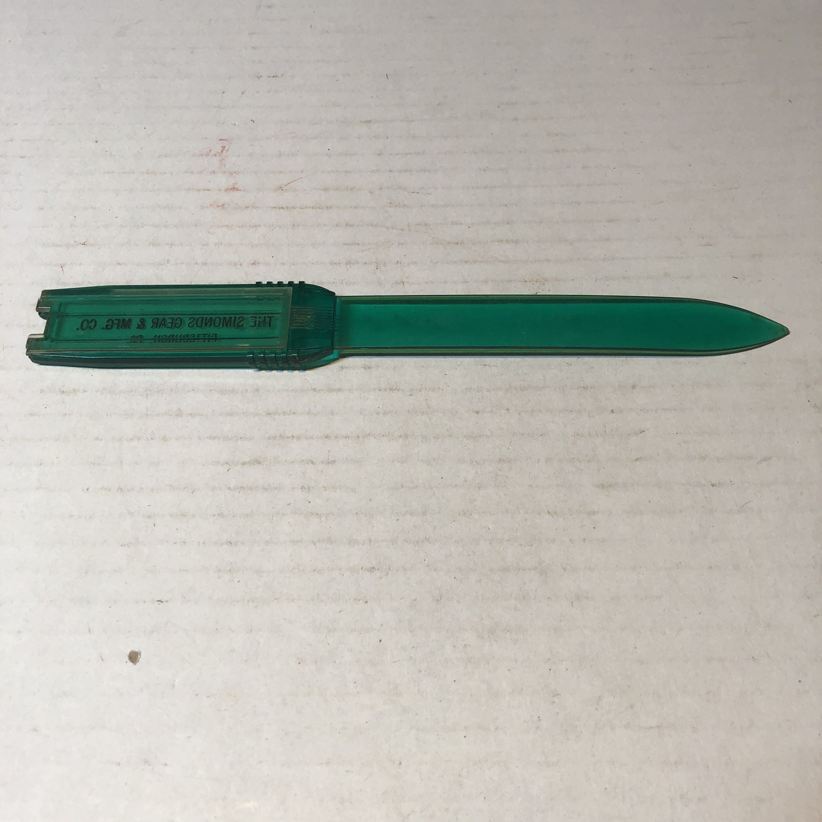 Vtg Advertising Letter Opener The Simonds Gear & MFG. CO. Pittsburgh, PA. GCL
