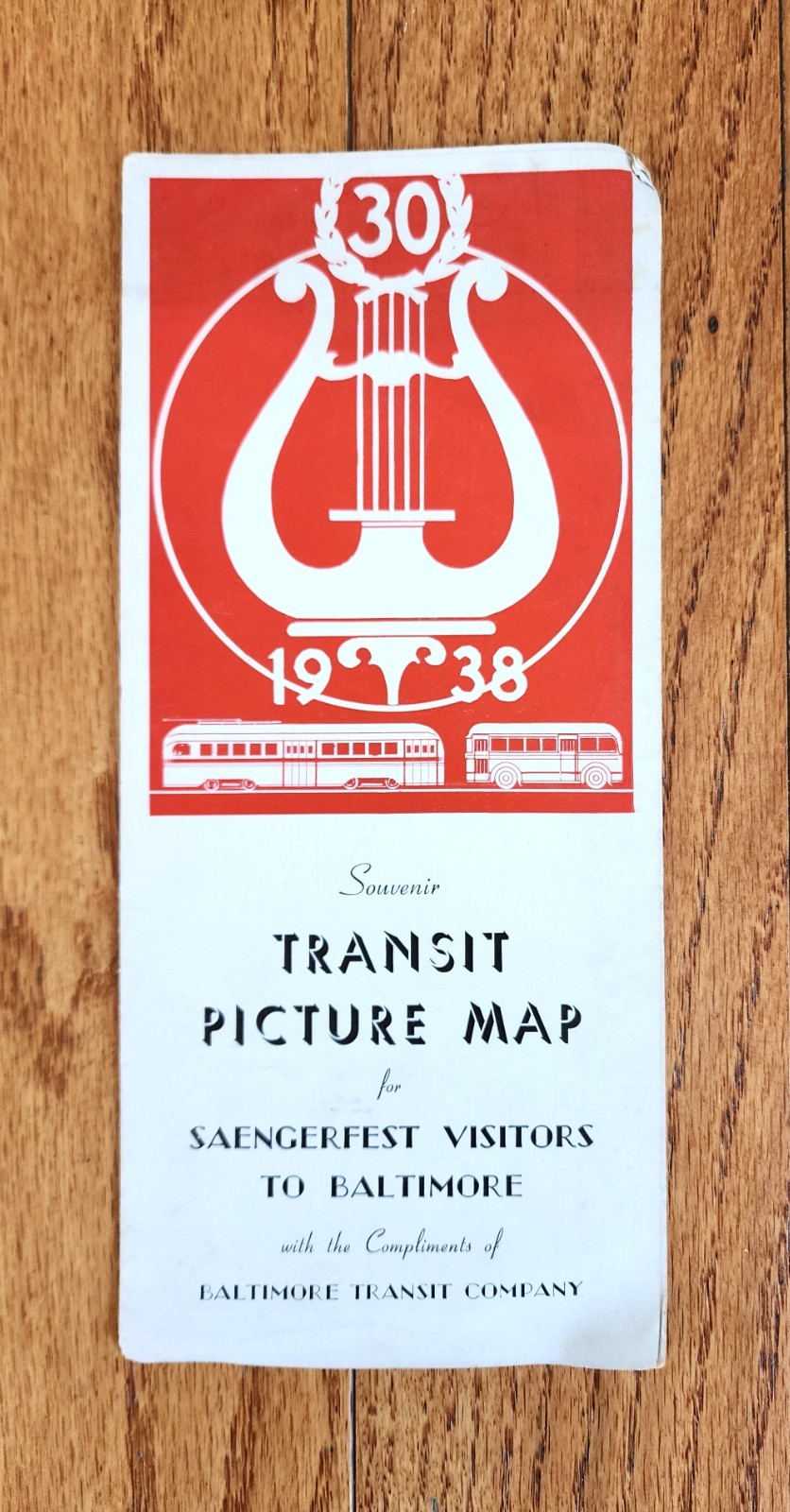 1938 BALTIMORE TRANSIT COMPANY BTC BUS TROLLEY SOUVENIR TRANSIT MAP BROCHURE