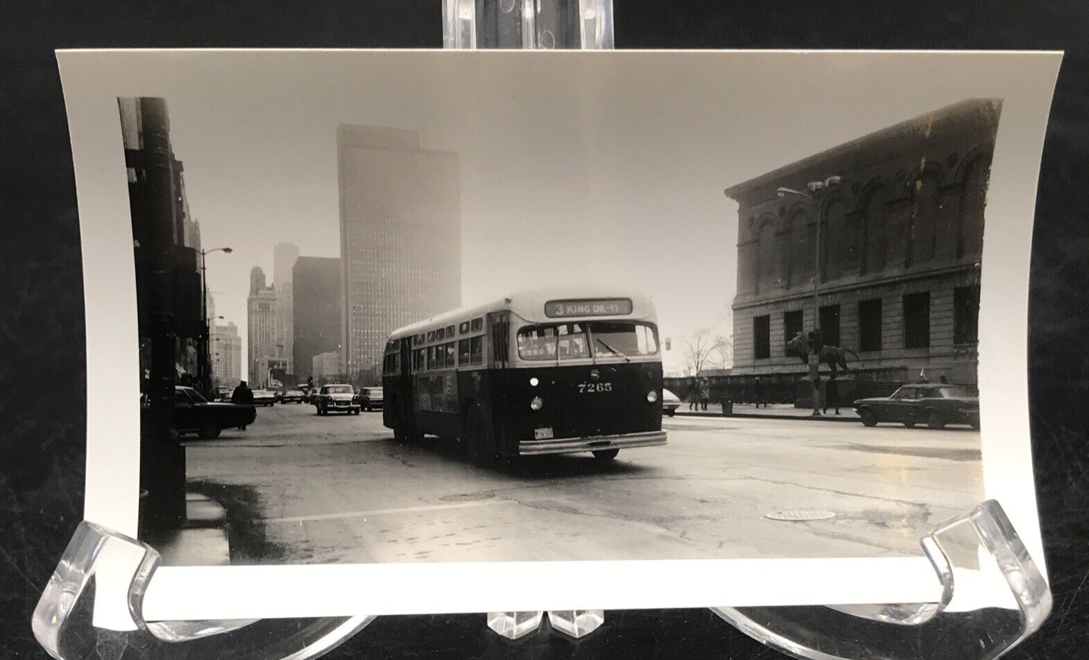 Chicago Transit Authority CTA Bus #7265 Route 3 King Drive B&W Photograph