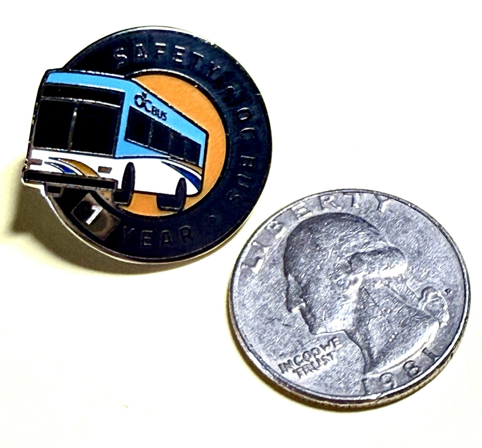 OC Bus 1 Yr Safety Excellence Pin OCTA Orange County Transit Enamel Lapel Award