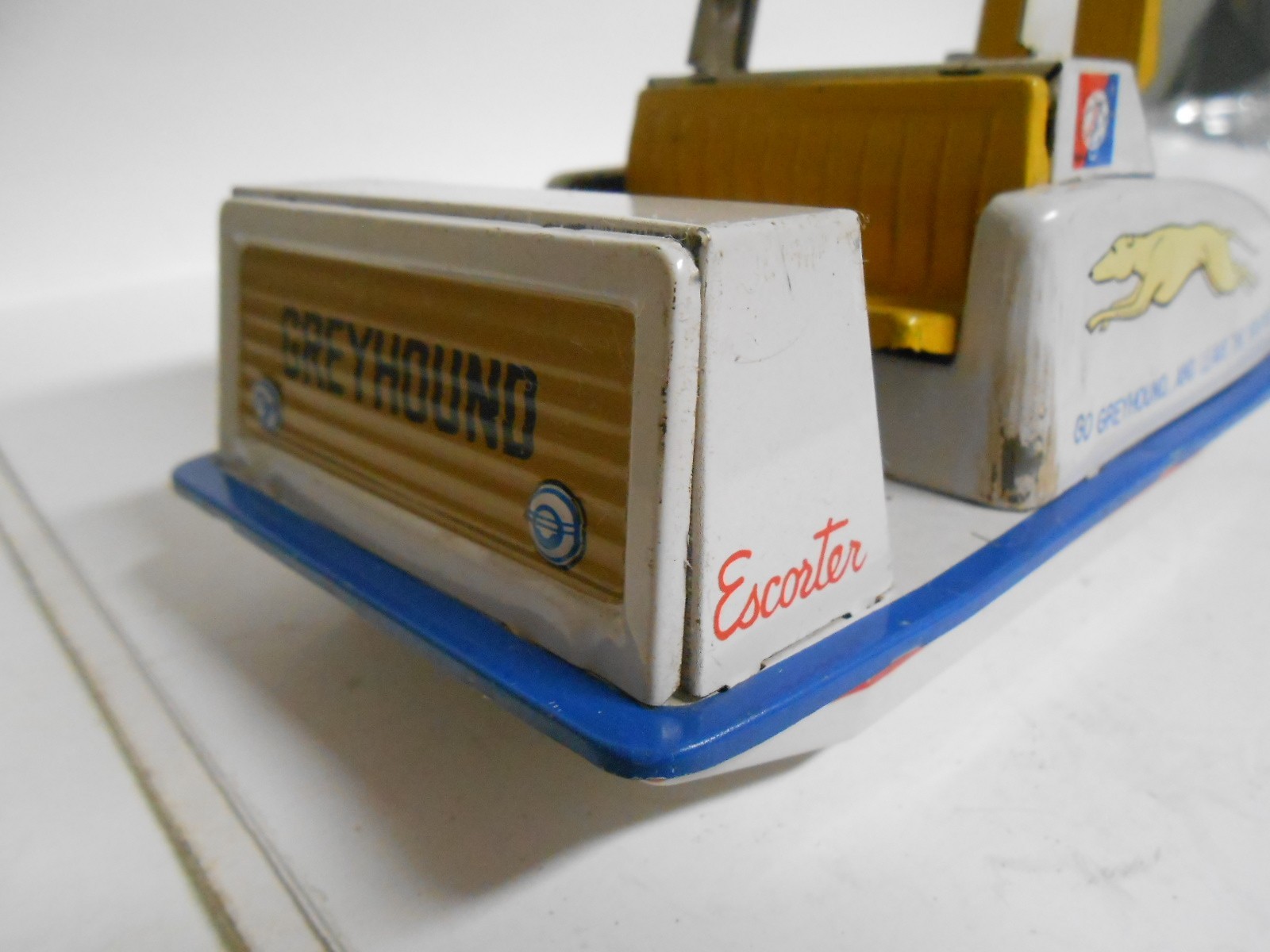 1964 New York Worlds Fair Greyhound Bus Escorter Working Friction Toy