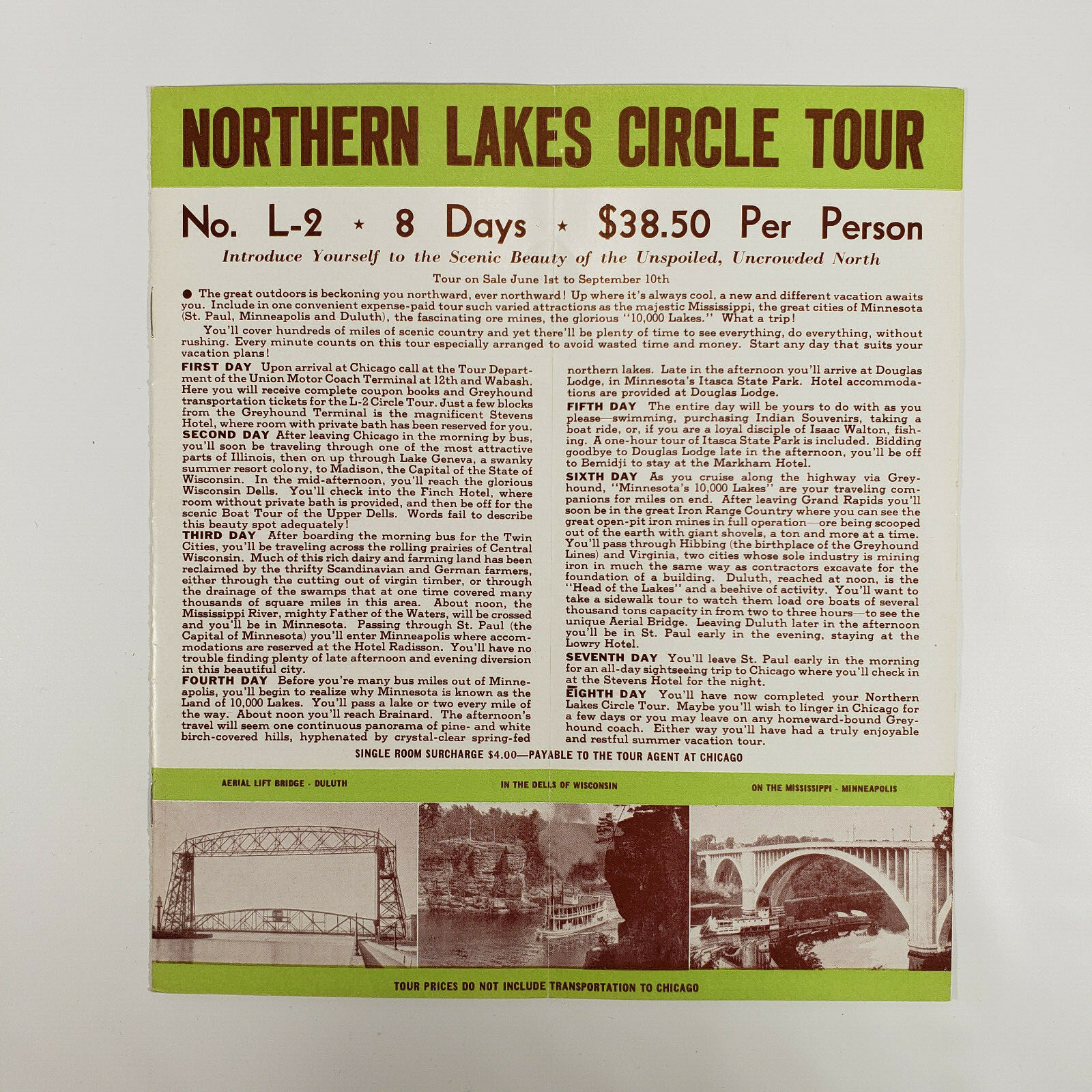 1938 Greyhound Bus Travel Brochure Expenses Paid Vacation Tours Vintage