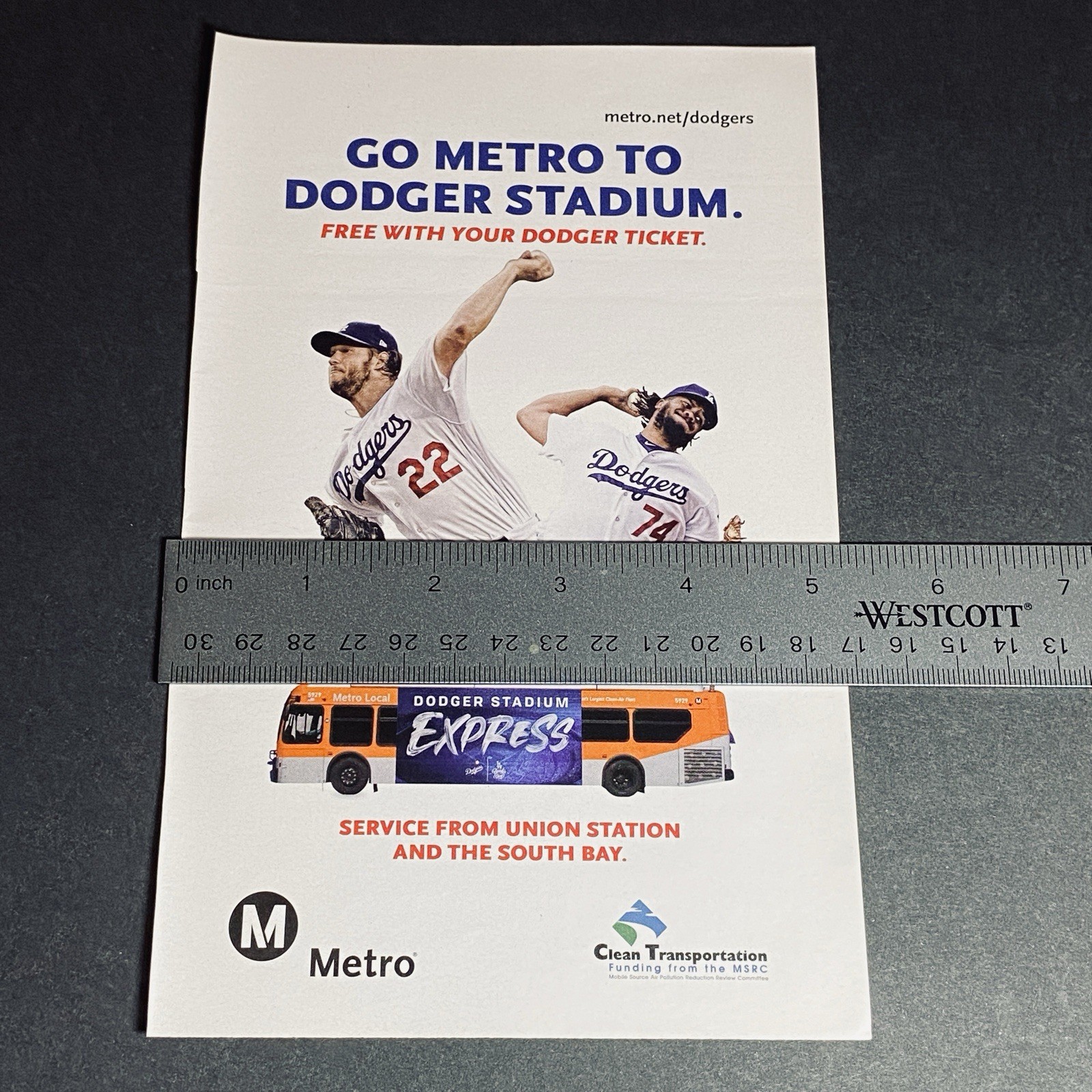 Print Ad 2019 Dodgers Kershaw #22 Baseball Los Angeles Metro City Bus Collectors