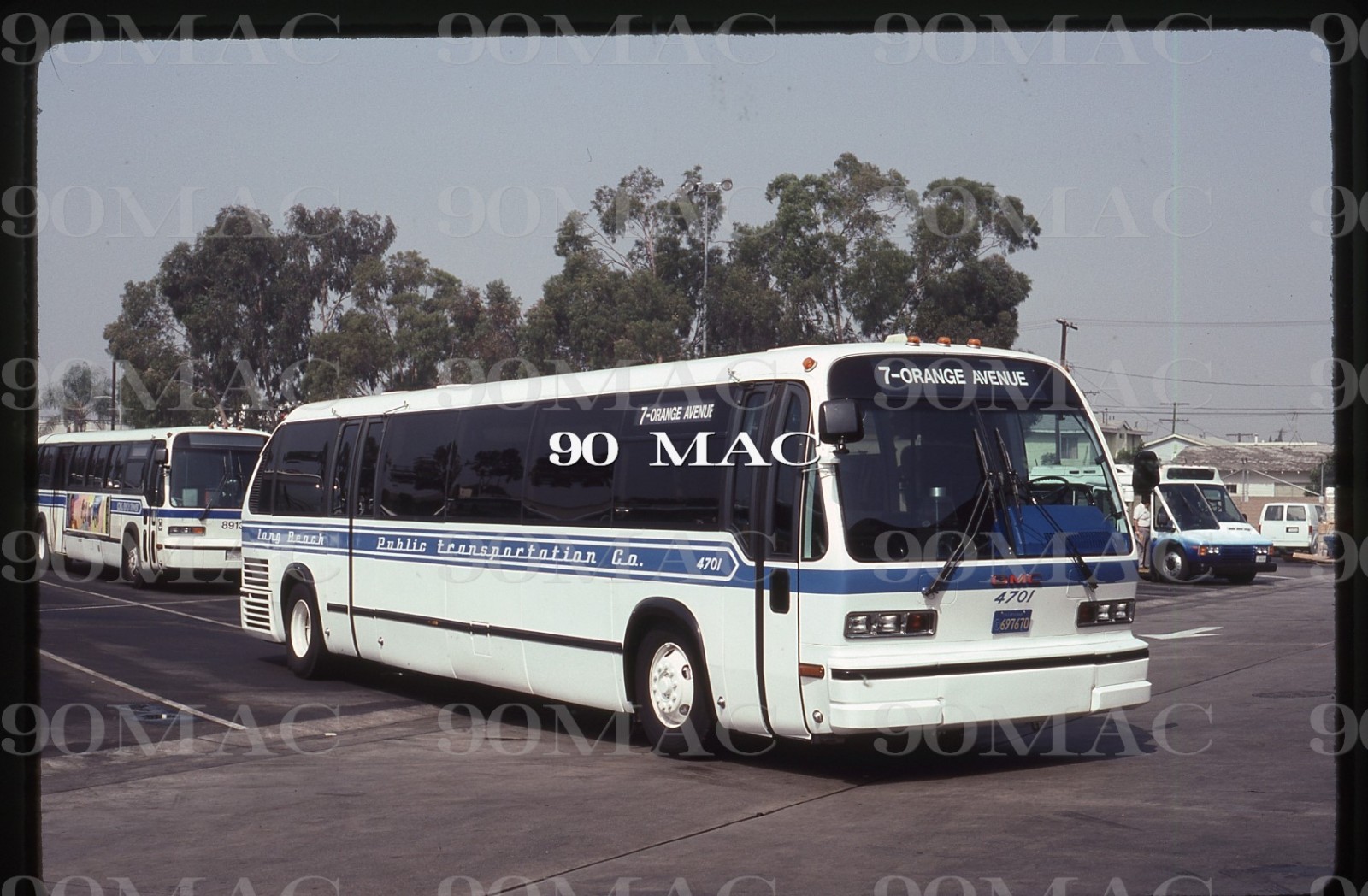 LONG BEACH TRANSIT. BUS #4701. Long Beach (CA). 2 Original Slides 1992. RTS #1!