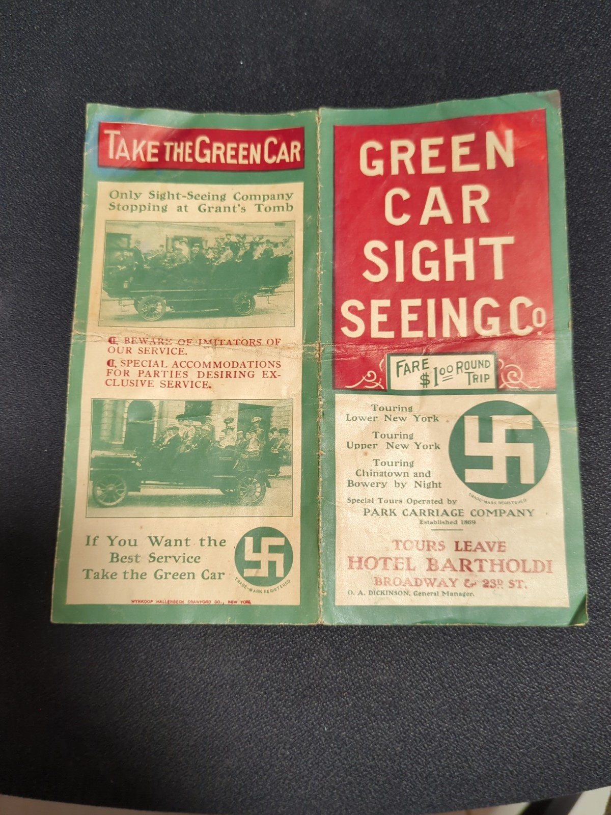 1910’s Era, The Green Car Sight Seeing Company, New York Advertising