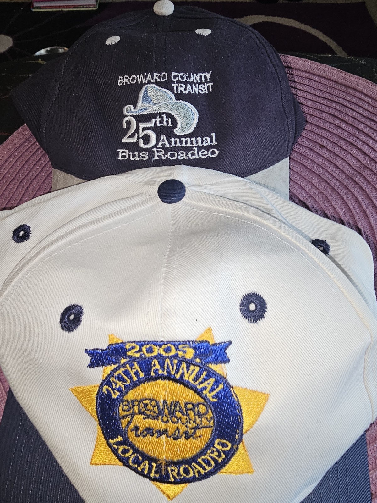TWO Transit Bus Rodeo Hats. 2005 & 2006. Broward County FL BCT.