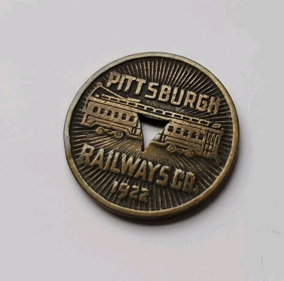 Antique 1922 PITTSBURGH RAILWAYS CO. Streetcar GOOD FOR ONE FARE Transit Token