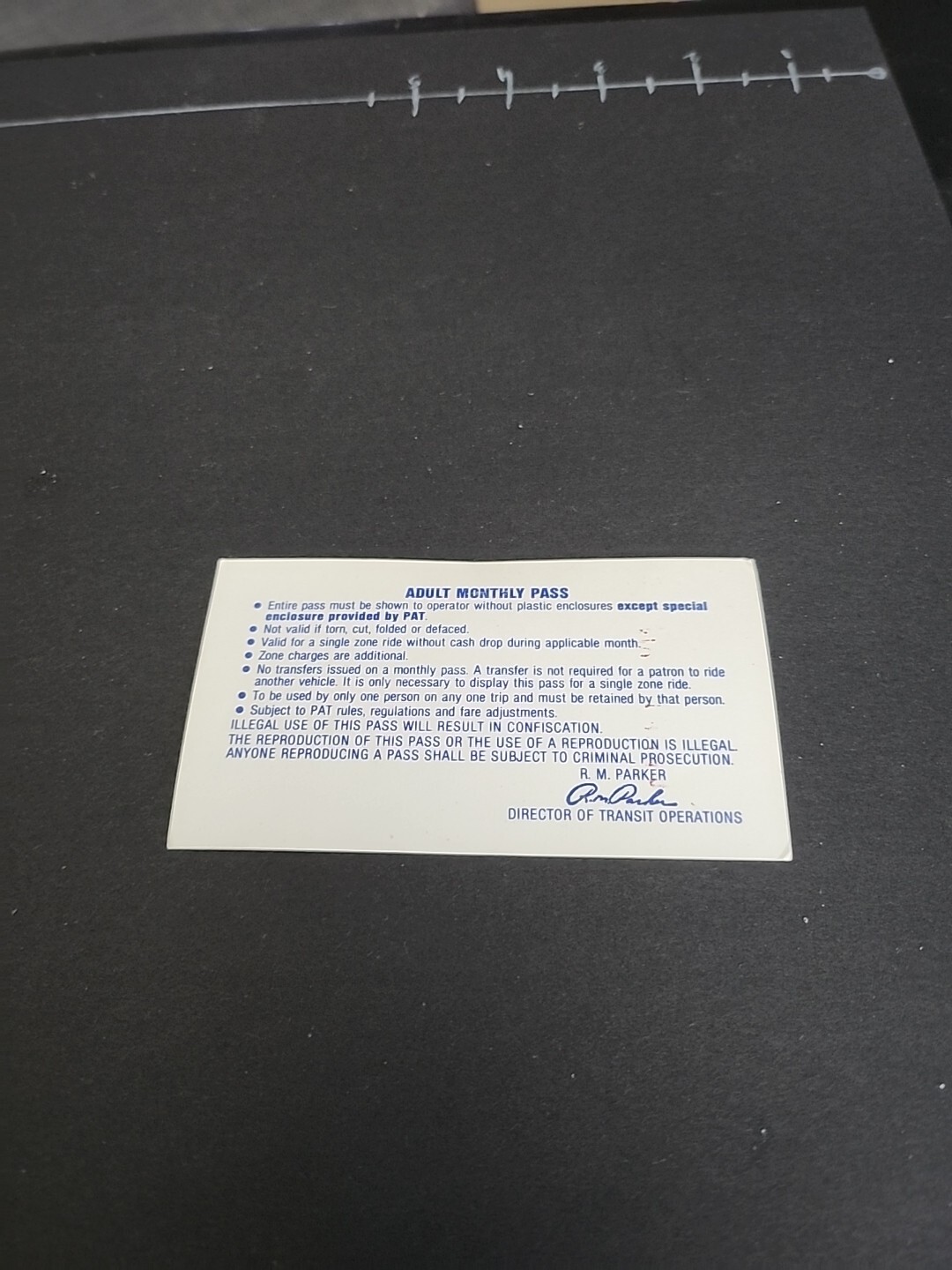 Vtg PAT Bus / Streetcar Monthly Pass Port Authority Allegheny County Rare 1984