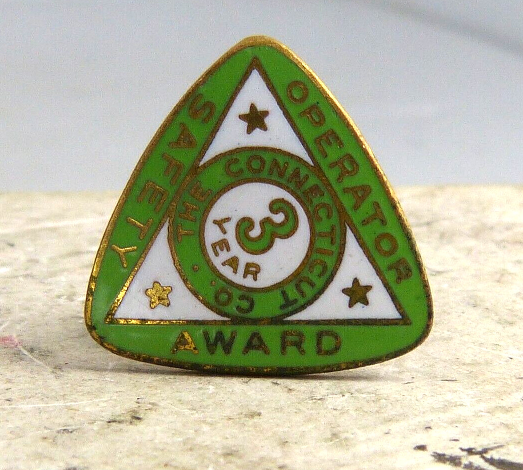 Vintage Connecticut Company 3 Year Operator Safety Award Enamel Pin Badge Bus