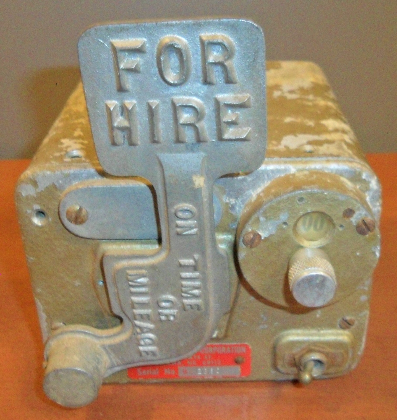 Vintage Old OMAHA TAXIMETER CORPORATION Taxi Cab Meter For Hire Arm Time Mileage