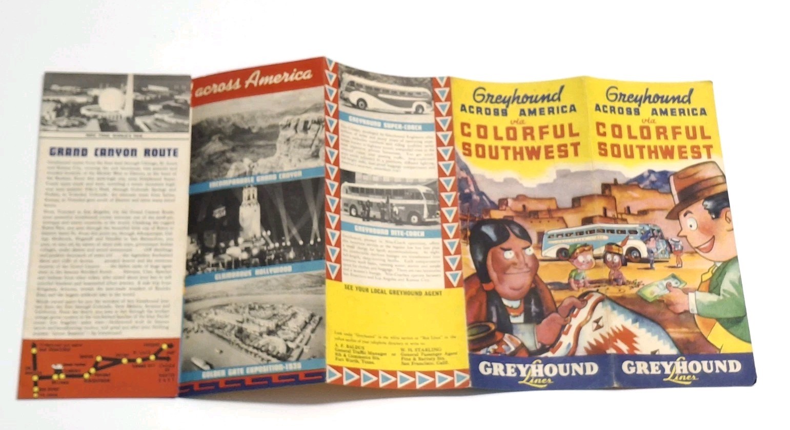 Greyhound Lines Across America Via Colorful Southwest Travel Bus Brochure 1940s
