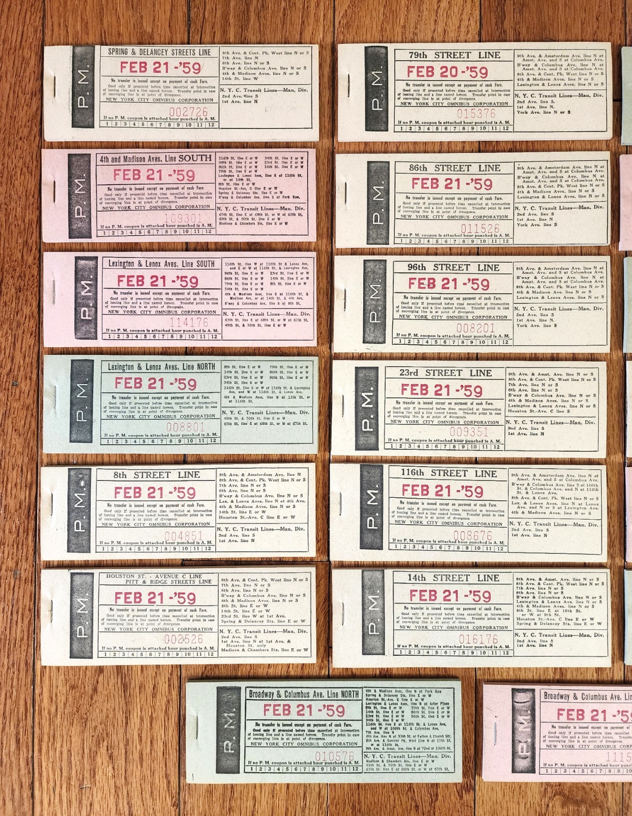 LOT OF 20 – NYC OMNIBUS CORPORATION BUS TRANFER TICKET BOOKS MANHATTAN NY