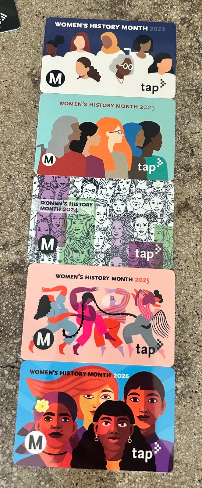 LA Metro Women’s History Month TAP Cards 2022-2026 Complete Collection Set of 5