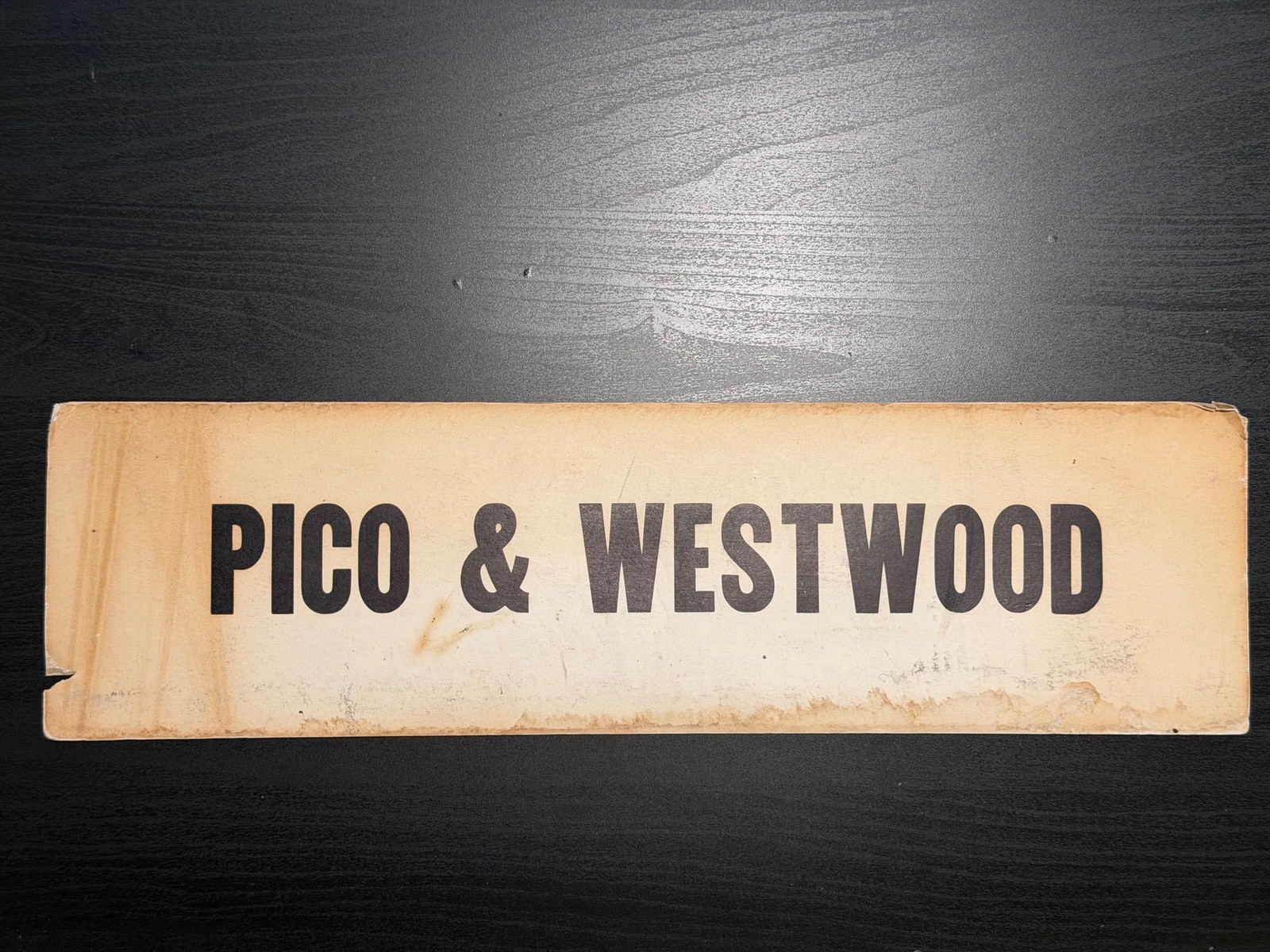 Vintage Cardboard Los Angeles Transit Bus Route Sign 18X5 Pico Westwood