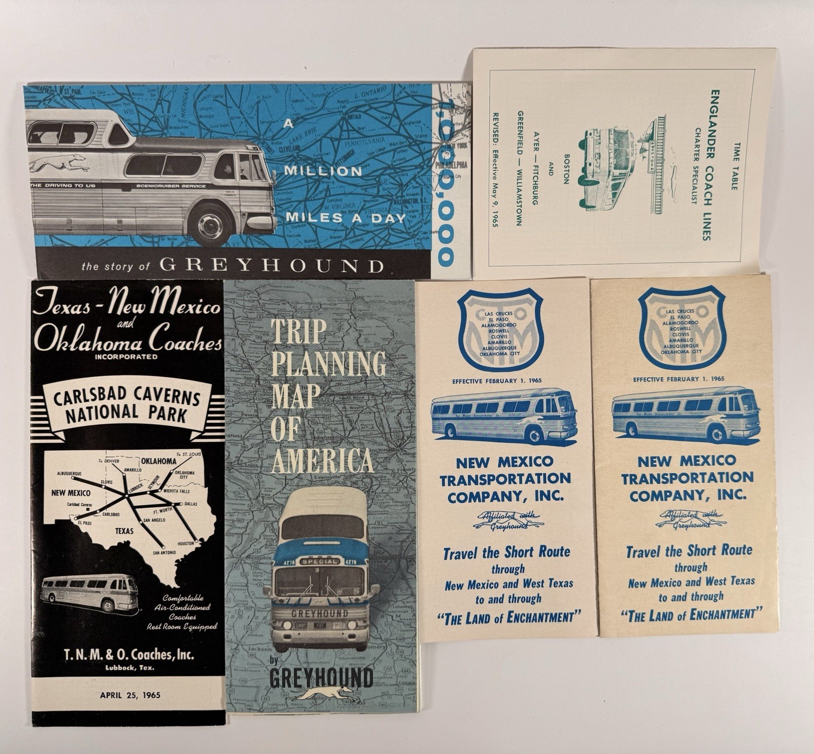 Lot 18 Vintage 1964-65 Greyhound Bus Timetables Schedules Travel Brochures