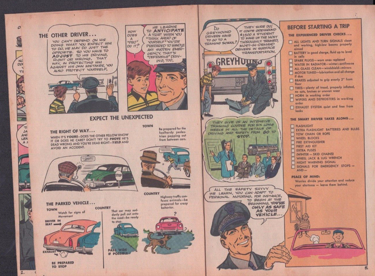 1962 Driving Like a Pro Greyhound Bus Comic Book Advertising Transportation